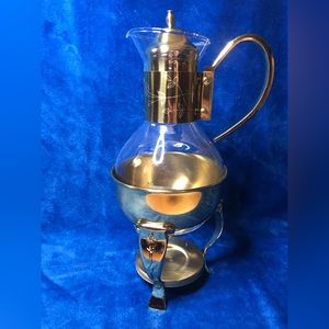 NWT Vintage Princess House Crystal Coffee Pot and Warmer Stand Princess House